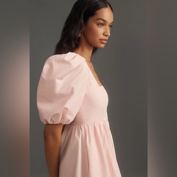 Maeve Puff Sleeve Square Neck Mini Pink Dress NWT Spring Summer Pastel Medium - Picture 4 of 8